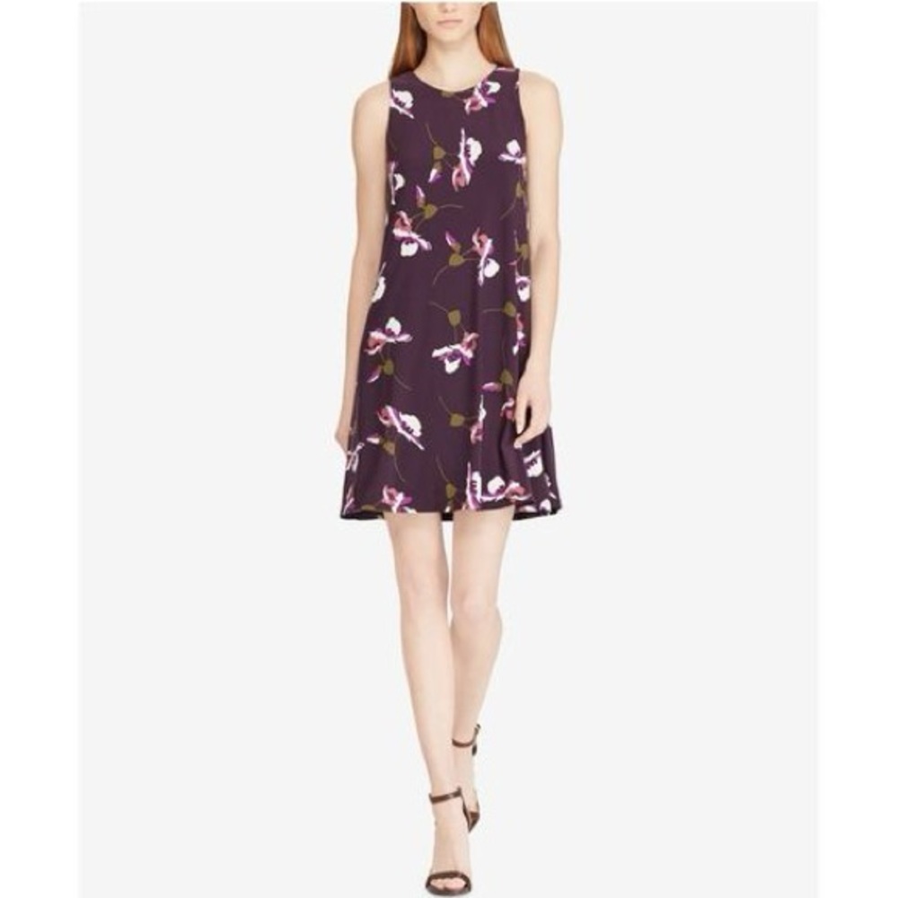 Lauren by Ralph Lauren Purple Floral-Print Jersey Dress Purple Size 10